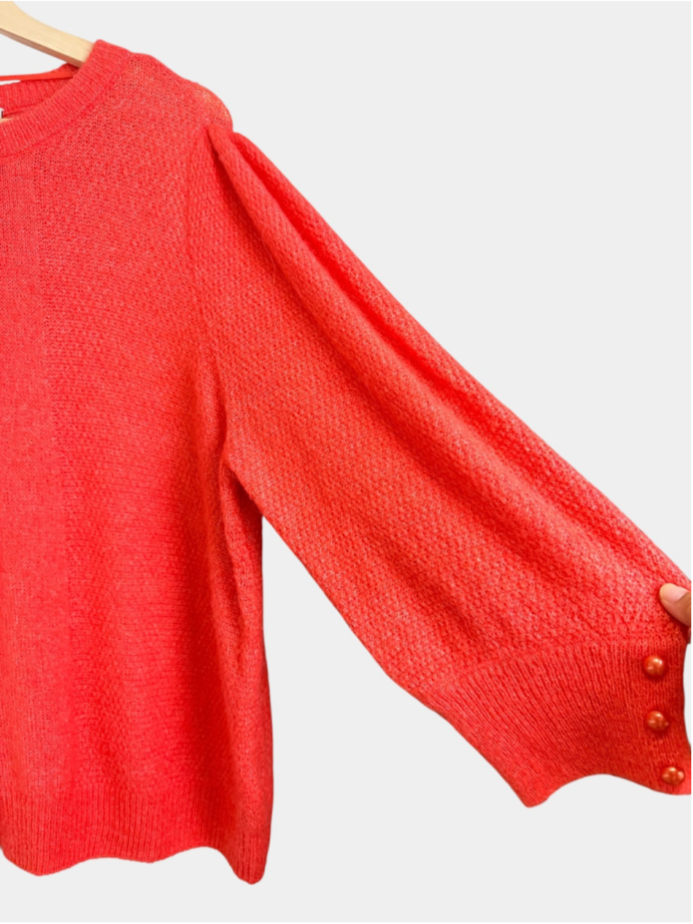 ICHI IKHAMARA Balloon Sleeves Loose Fit Knitted Sweater Lightweight, Sz L - Picture 6 of 12